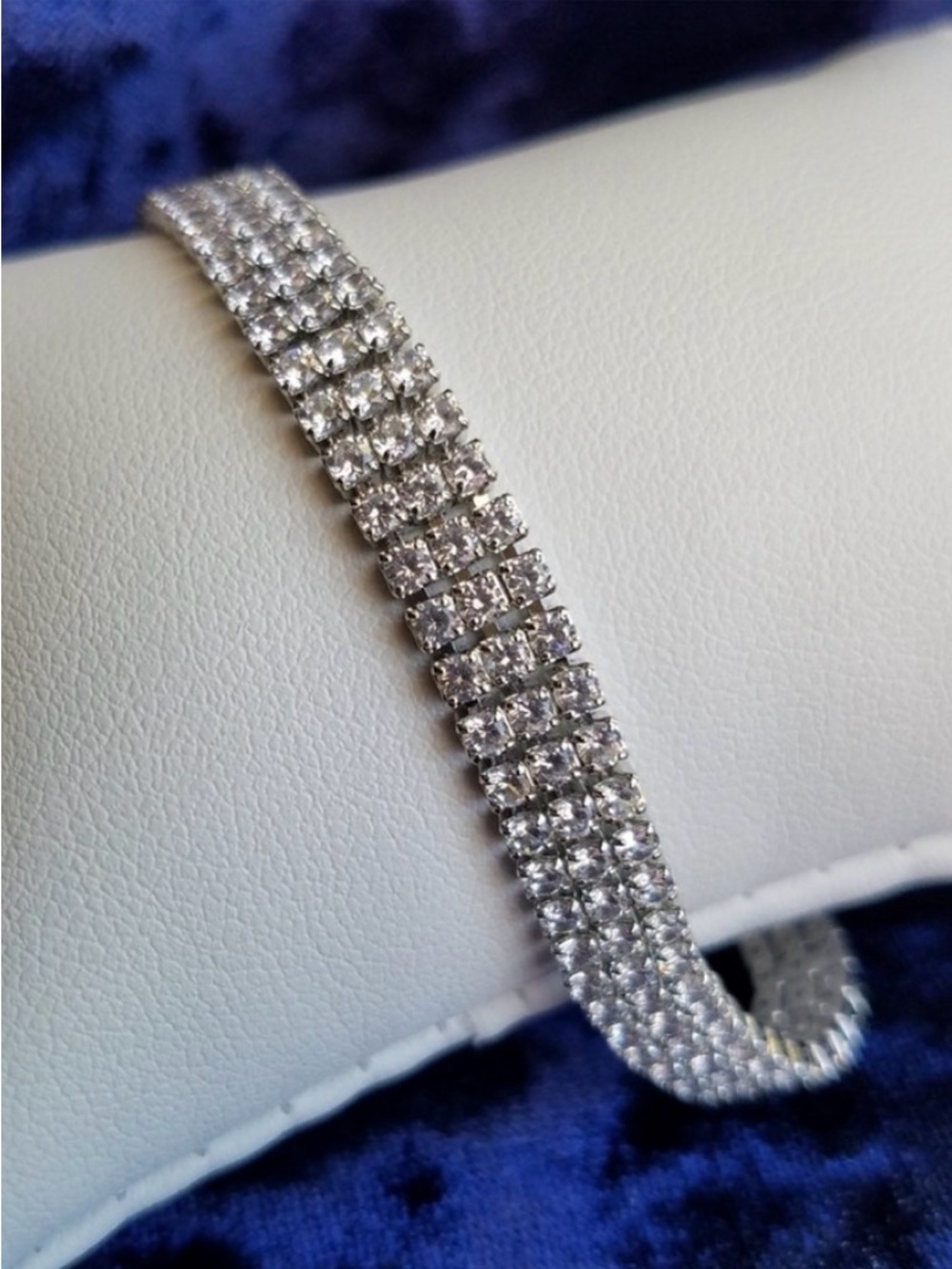 Swarovski Elements Platinum Plated Triple Row Tennis Bracelet NEW